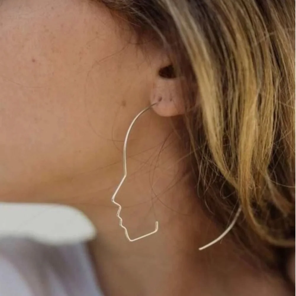 ❤️ FREE Face Outline Boho Peasant Art Chic Minimal Hipster Hippie Hip Earrings